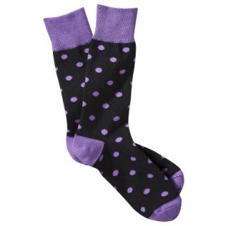 Merona Mens 1pk Dress Socks   Black/Purple Polka Dots