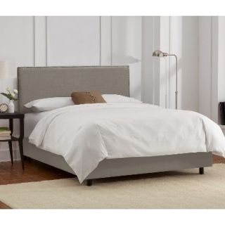 Skyline Queen Bed: Skyline Furniture Arcadia Nailbutton Border Linen Bed   Grey