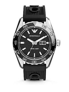 Emporio Armani Round Stainless Steel Watch   Black