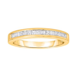 1/4 CT. T.W. Diamond 10K Yellow Gold Princess Cut Band Ring, Womens