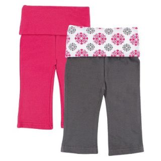 Yoga Sprout Newborn Girls 2 Pack Yoga Pants   Grey/Pink 3 6 M
