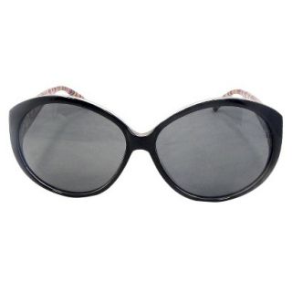 Womens Mad Love Oversized Round with Inside Temple Print Sunglasses   Black