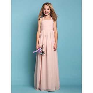 Sheath/Column Halter Chiffon Junior Bridesmaid Dress (551546)