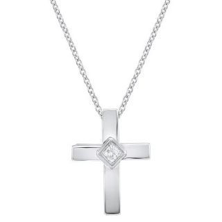 1/20 CT. T.W. Princess cut Bezeled Diamond Cross Pendant in 10K White Gold (IJ 