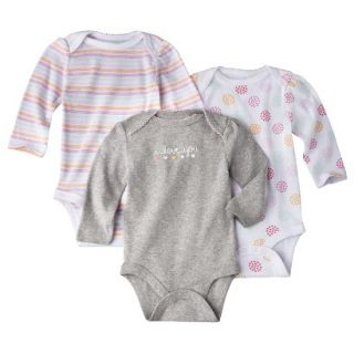 Circo Newborn Girls 3 Pack Long sleeve Bodysuit   Grey/Pink 3 6 M
