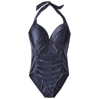Merona Womens Halter 1 Piece Swimsuit  Navy L