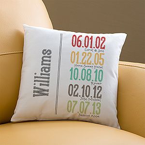 Personalized Family Throw Pillows   Milestone Dates