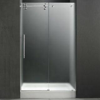 VIGO 60 inch Frameless Shower Door 3/8 Frosted/Chrome Hardware Left with White