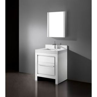 Madeli Vicenza 30 Bathroom Vanity with Quartzstone Top   Glossy White