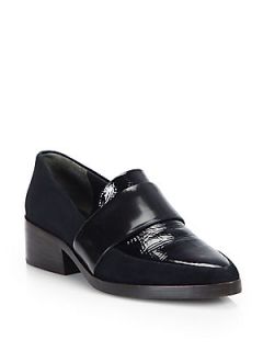 3.1 Phillip Lim Suede, Patent Leather & Smooth Leather Loafers   Black