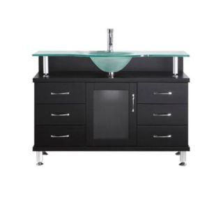 Virtu USA Vincente 48 in. Single Basin Vanity in Espresso with Glass Vanity Top in Frosted Glass MS 48 FG ES