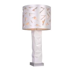 Elegant Designs 15 in. Modern Tall White Ceramic Table Lamp with Hollowed Out Shade LT1018 WHT