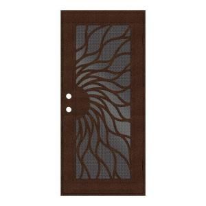 Unique Home Designs Sunfire 36 in. x 80 in. Copper Right Hand Recessed Mount Aluminum Security Door with Black Perforated Aluminum Screen 1S2001EN1CCP5A