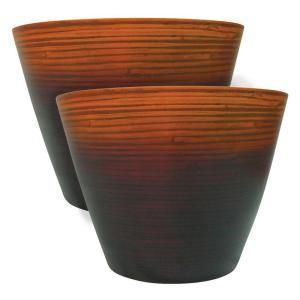 10 in. Ochre Striped Bamboo Planter (2 Pack) TW12 0511 Y