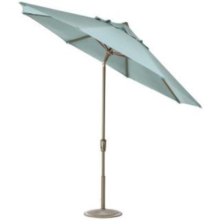 Home Decorators Collection 11 ft. Auto Tilt Patio Umbrella in Mist Sunbrella with Champagne Frame 1549720340