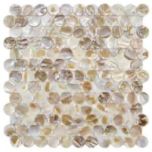 Merola Tile Conchella Penny Natural 11 1/4 in. x 11 1/2 in. x 3mm Natural Seashell Mosaic Wall Tile GDXCPNN