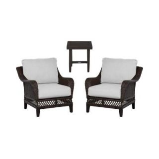 Hampton Bay Woodbury 3 Piece Patio Chat Set with Bare Cushion DY9127 3PC B