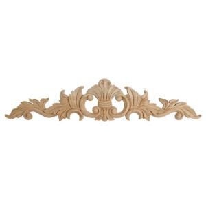 American Pro Decor 3 7/8 in. x 18 1/4 in. x 1/2 in. Unfinished Hand Carved North American Solid Red Oak Wood Onlay Acanthus Wood Applique 5APD10387