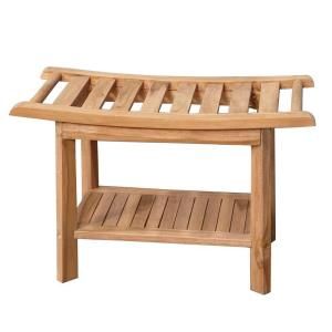 30 in. Teak Curved Slatted Shower Seat ISS145