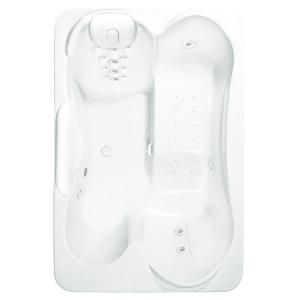 Aquatic Infinity 5.6 ft. Center Front Drain Whirlpool and Air Bath Tub with Heater in White 826644945053