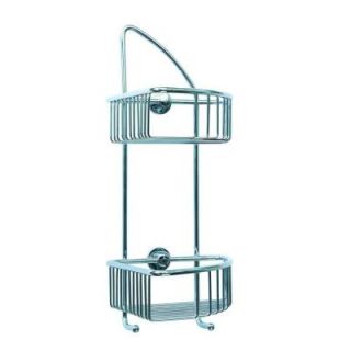No Drilling Required Draad Rustproof Solid Brass Shower Caddy 16 in. Double Shelf Corner Mount with Hook in Chrome DK210 CHR