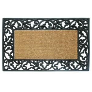 Creative Accents Wrought Iron with Coir Insert and Acanthus Border 30 in. x 48 in. Rubber Coir Door Mat 18016