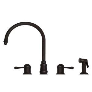 Whitehaus 2 Handle Side Sprayer Kitchen Faucet in Weathered Copper WH15664 WCO