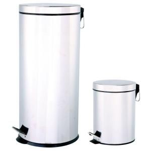 Automatic Home Products 30 l Round with 5 l Combo Pack Stainless Steel Step Lid Polished Trash Can SSTC305RW