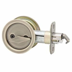 Kwikset Round Antique Brass Bed/Bath Pocket Door Lock 335 5 RND PCKT DR LCK
