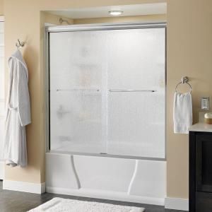 Delta Simplicity 59 3/8 in. x 56 1/2 in. Sliding Bypass Tub/Shower Door in Polished Chrome with Frameless Rain Glass 158718