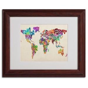 Trademark Fine Art 11 in. x 14 in. USA States Text Map   Forest Matted Framed Art MT0224 W1114MF