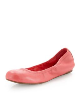 Molly1 Matte Leather Ballet Flat, Coral