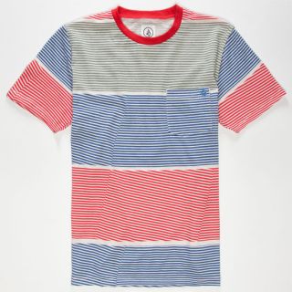 3 Course Boys Pocket Tee Red/Blue In Sizes X Large, Medium, Large, Small