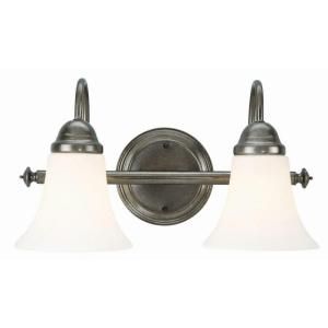 Design House Cabriolet 2 Light Rustic Pewter Wall Mount Light Fixture 510628