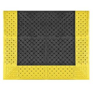 NoTrax Cushion Lok Black with Yellow Safety Border 30 in. x 36 in. PVC Anti Fatigue/Safety Mat 520