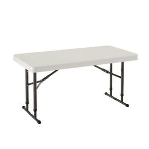 Lifetime 24 in. x 48 in. Almond Adjustable Height Commercial Folding Table 80161