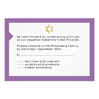 Concert Ticket Bat Mitzvah Reply Card in Purple Invites