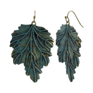 MIXIT Gold Tone Patina Leaf Drop Earrings, Blue