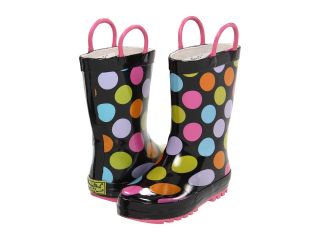 Western Chief Kids Multi Dotty Rain Boot Girls Shoes (Black)