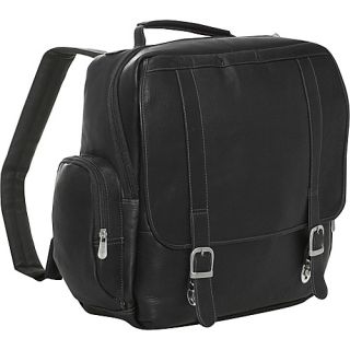 Vertical Leather Laptop Backpack   Black