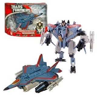 Hasbro Year 2007 Transformers Movie Series Voyager Class 7 Inch Tall Robot Action Figure   Decepticon THUNDERCRACKER with 2 Arm Missile Launchers and 6 Missiles (Vehicle Mode: F 22 Raptor): Toys & Games
