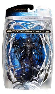 Hasbro Year 2007 Marvel Movie Series "Spider Man 3" Limited Edition 5 Inch Tall Action Figure   Black Costume SPIDER MAN with Wall Hanging Web: Toys & Games