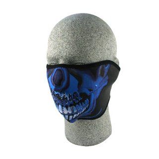 NEOPRENE 1/2 FACE MASK, BLUE CHROME SKULL, Manufacturer: ZANheadgear, Manufacturer Part Number: WNFM024H AD, Stock Photo   Actual parts may vary.: Automotive