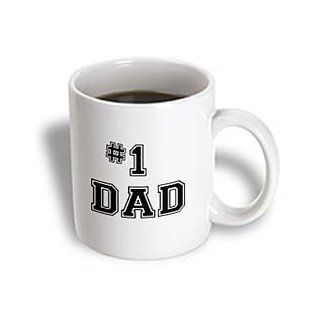 3dRose No.1 Dad, Greatest Dad, Black Text, Fathers Day, Best Dad Award, Ceramic Mug, 11 Oz: Kitchen & Dining