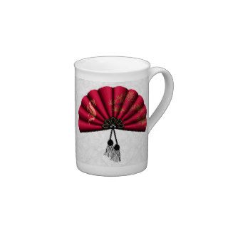 Red Dragon Fan Pixel Art Porcelain Mug