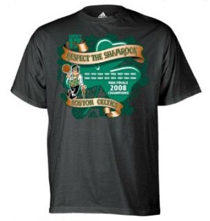 Boston Celtics 2008 NBA Finals Champions Respect The Shamrock 17X Championship T shirt : Athletic T Shirts : Clothing