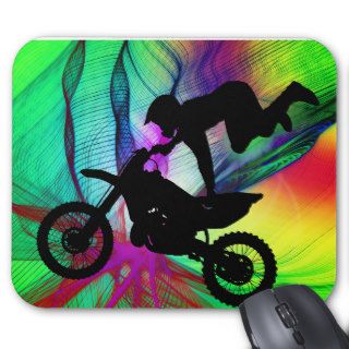 Motocross in Psychedelic Spider Web Mouse Pad
