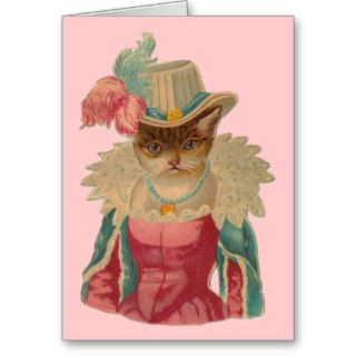 Vintage Dressed Up Cat Greeting Cards