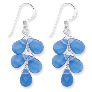 Blue Pear Shape Quartz Earrings in Sterling Silver   Shepherds Hook: GEMaffair Jewelry