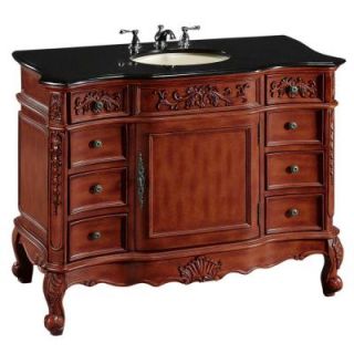 Home Decorators Collection Winslow 45.5 in. W x 22 in. D Vanity in Antique Cherry with Granite Vanity Top in Black DISCONTINUED 5377910120